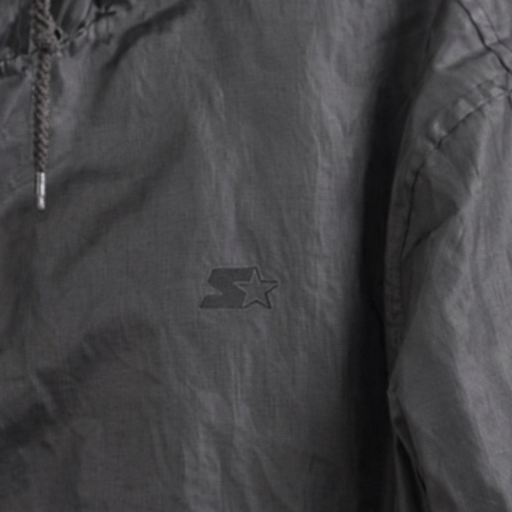 Starter Mens Black Hooded Windbreaker Jacket Full Zip Mesh Lined Large Retro 90s - Picture 4 of 6